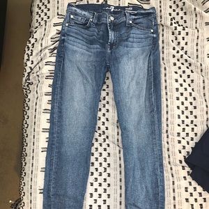 Seven for all Mankind frayed ankle skinny jeans